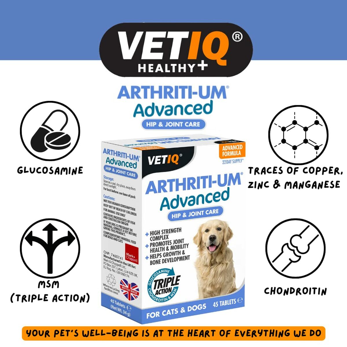 Kosttillskott och vitaminer Mark & Chappell VETIQ ARTHRITI-UM ADVANCED - 3
