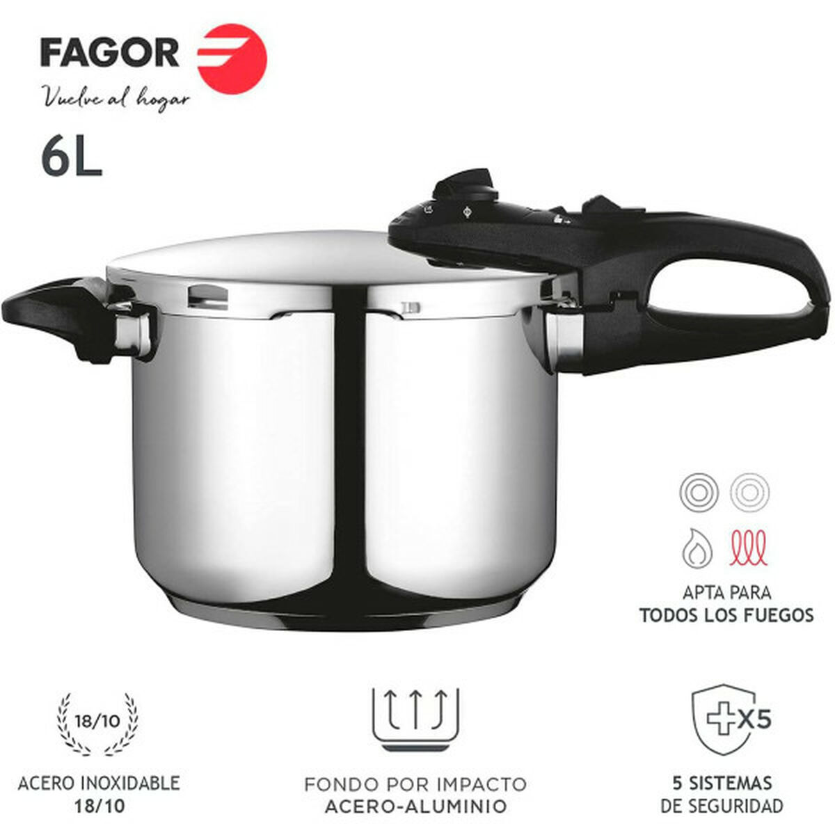 Tryckkokare Fagor DUO Rostfritt stål 18/10 6 L - 6
