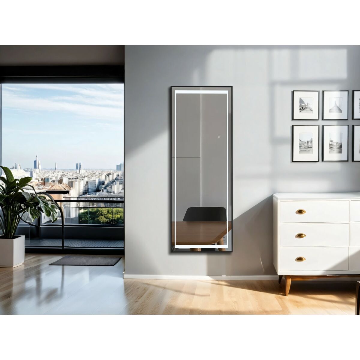 Garderobsspeglar Home ESPRIT Svart Aluminium 50 x 2 x 150 cm - 3