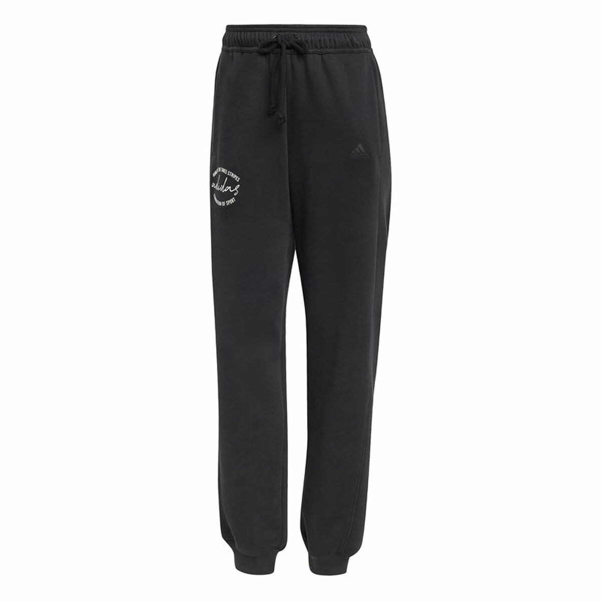Långa träningsbyxor Adidas Signature Graphic Print Fleece Loose Svart Kvinna