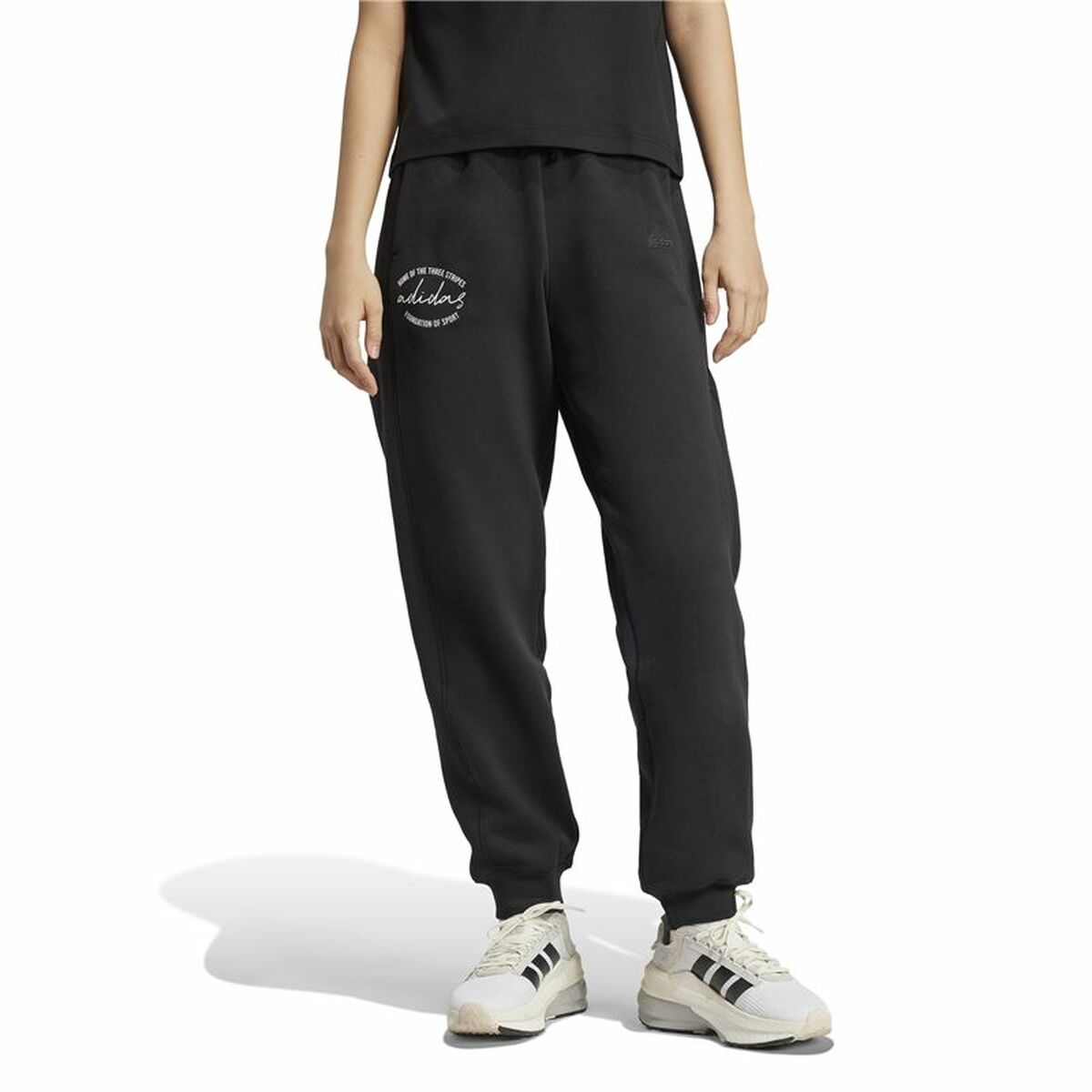 Långa träningsbyxor Adidas Signature Graphic Print Fleece Loose Svart Kvinna - 2
