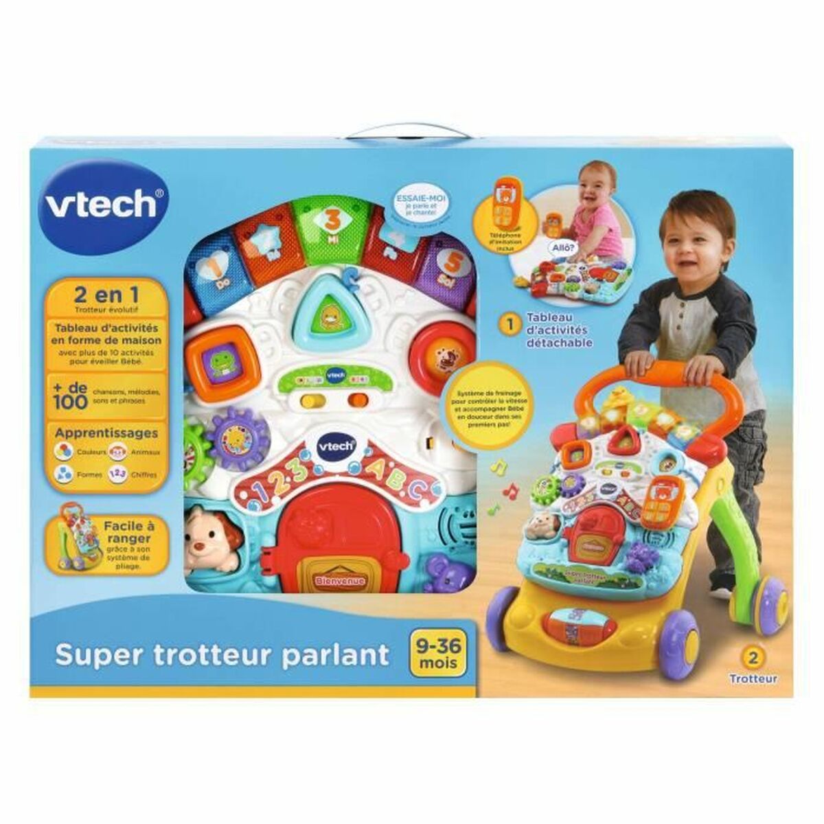 Trehjuling Vtech Super Trotteur Parlant 2 En 1 Orange (FR) Multicolour - 4