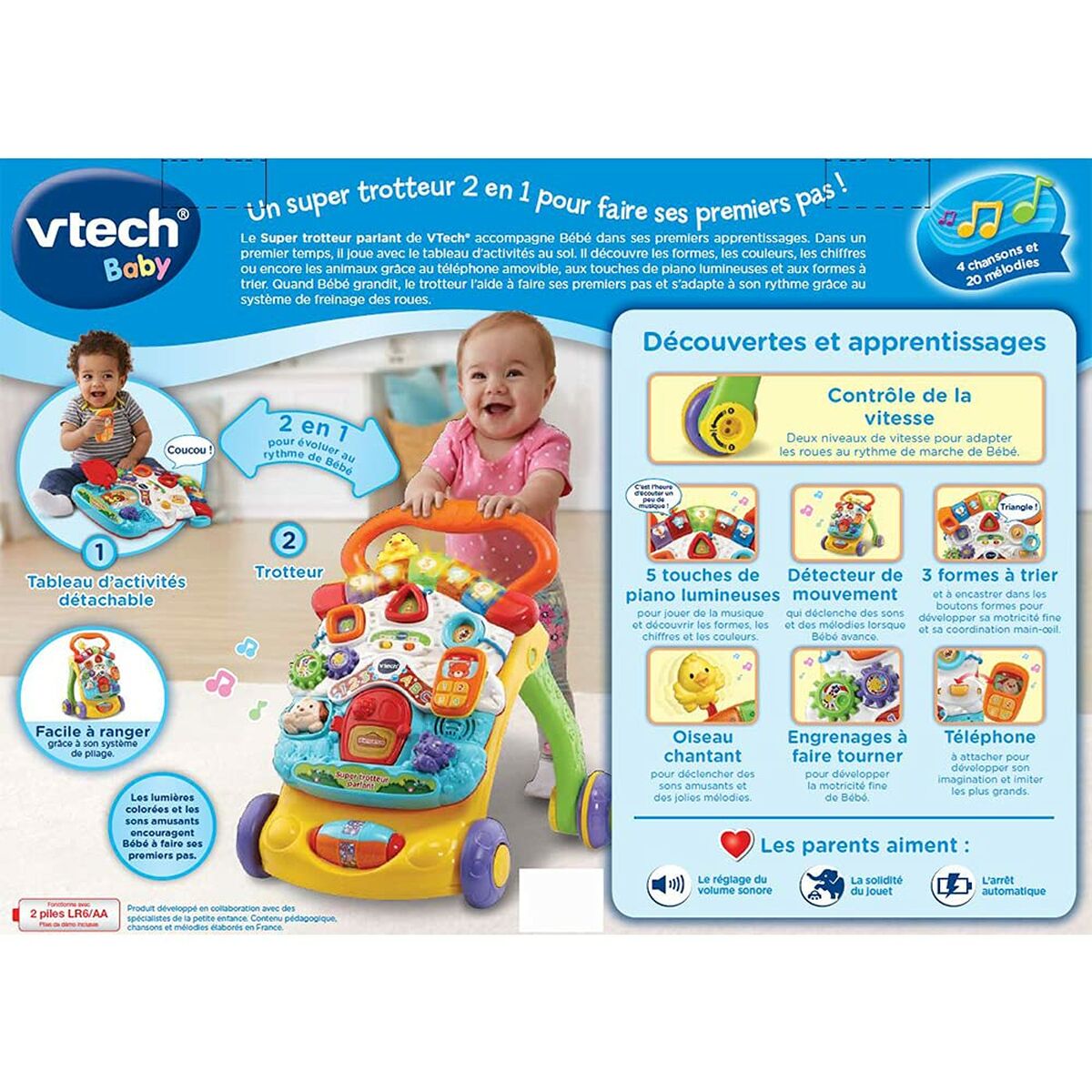 Trehjuling Vtech Super Trotteur Parlant 2 En 1 Orange (FR) Multicolour - 13