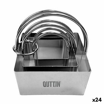 Set med Formar för Bakverk Quttin Rostfritt stål Silvrig Fyrkantig 3 Delar (24 antal)