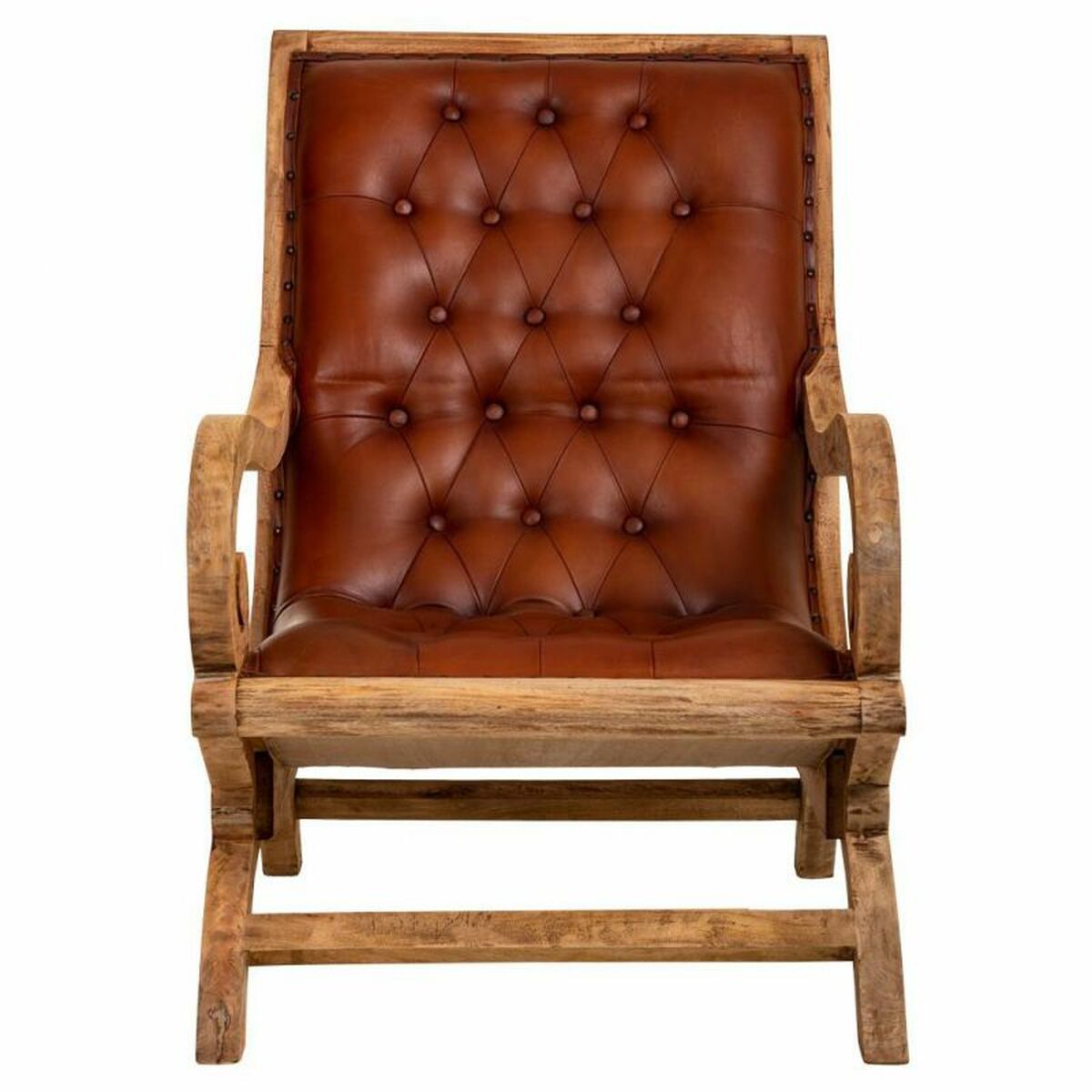 Fåtölj Alexandra House Living Brun Naturell 98 x 94 x 65 cm - 4