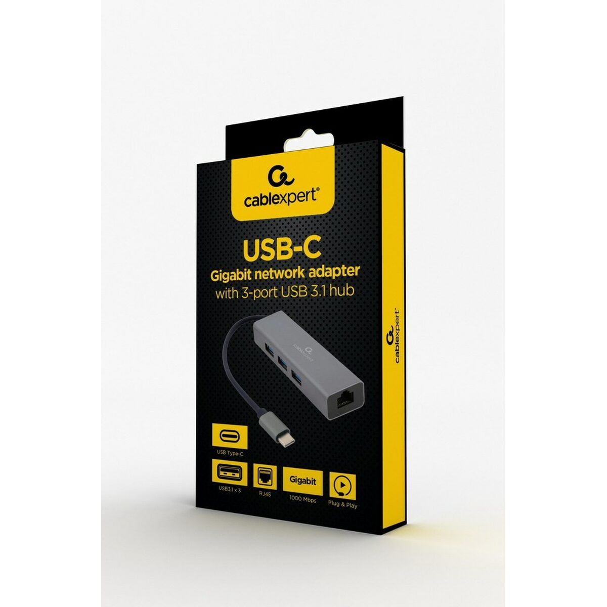 USB-C HUB 4 Portar GEMBIRD A-CMU3-LAN-01 Vit Grå - 2