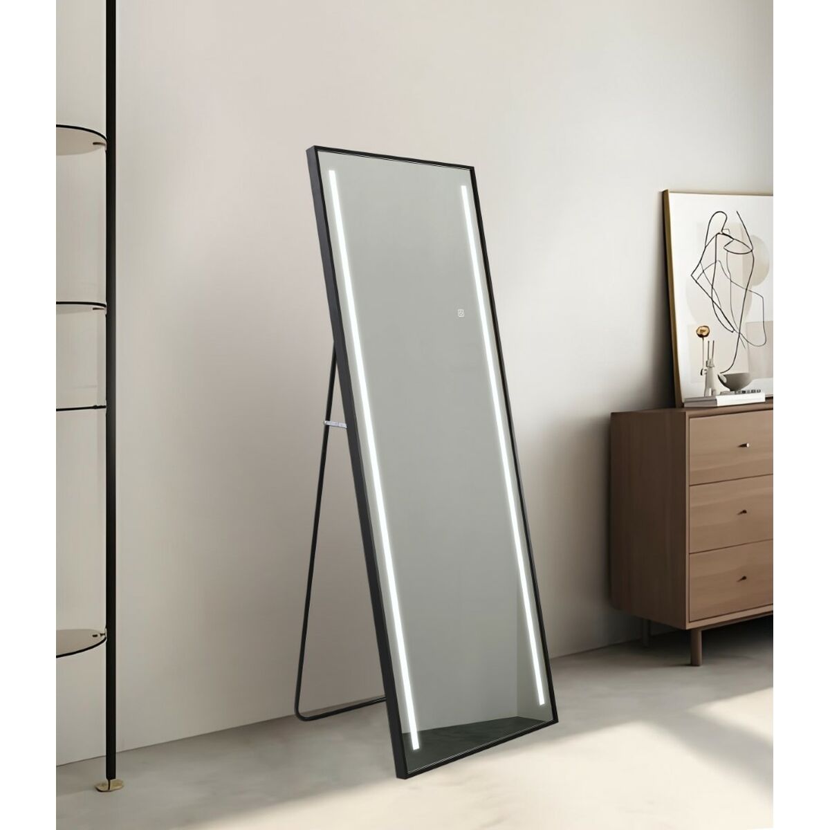 Garderobsspeglar Home ESPRIT Svart Aluminium 60 x 0,5 x 165 cm - 3