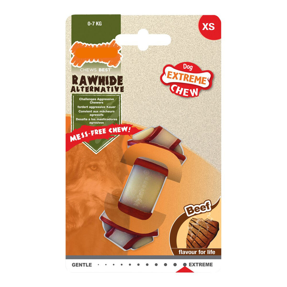 Tuggleksak för hundar Nylabone Rawhide Knut Nylon XS-storlek Kalvkött - 2