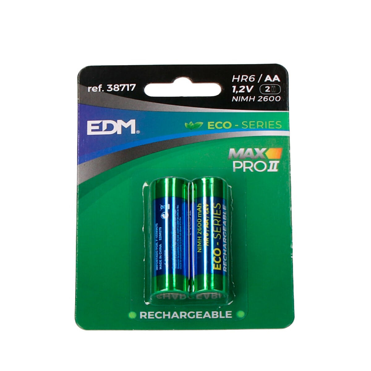 Laddningsbara Batterier EDM 38717 Max Pro II Eco-Series 2600 mAh 1,2 V 1,2V AA (2 antal)