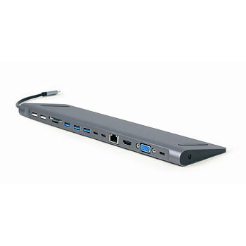 USB-HUB-C GEMBIRD A-CM-COMBO9-01 Vit Grå