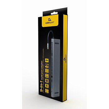 USB-HUB-C GEMBIRD A-CM-COMBO9-01 Vit Grå