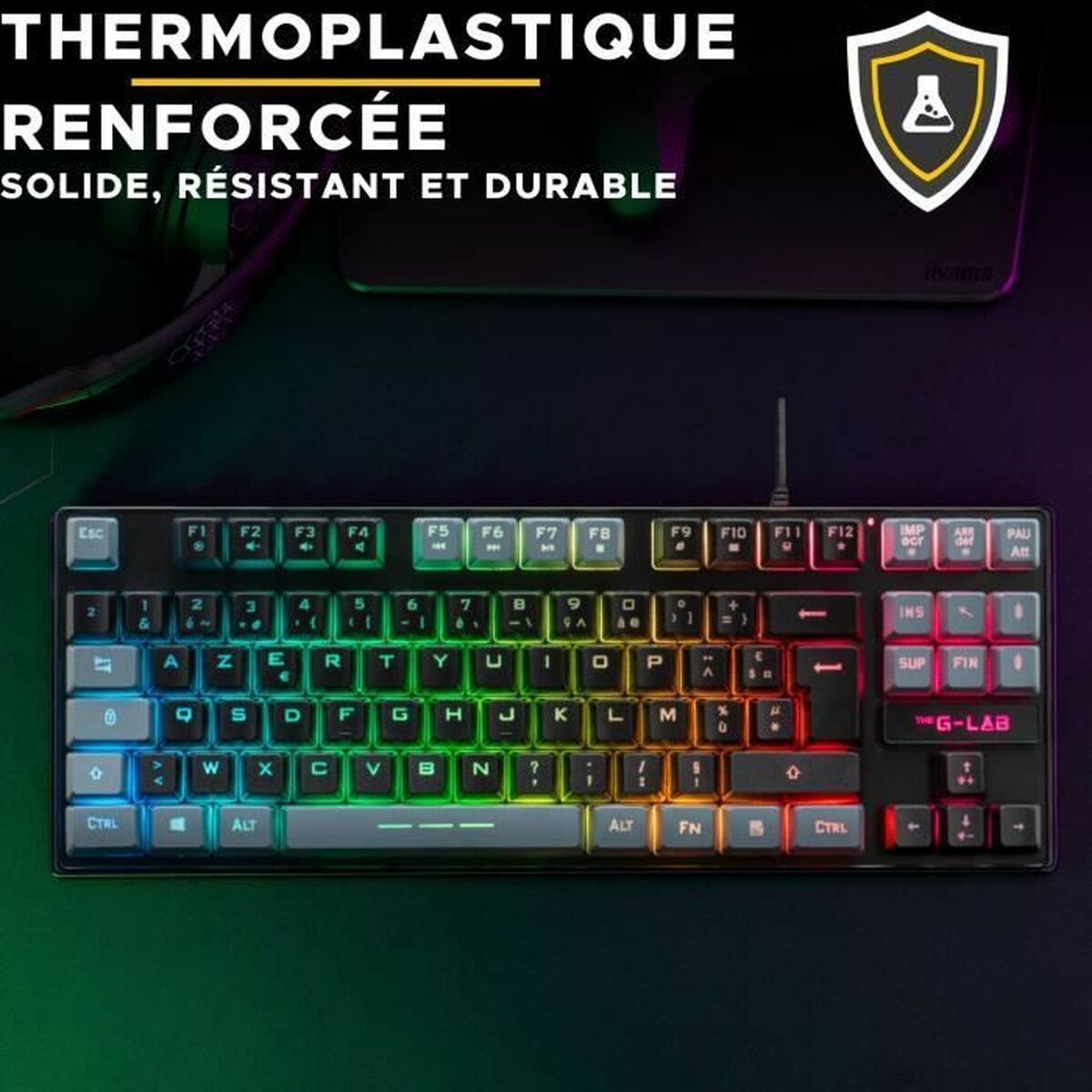 Tangentbord The G-Lab KEYZ CAESIUM Svart Grå Azerty Franska - 6