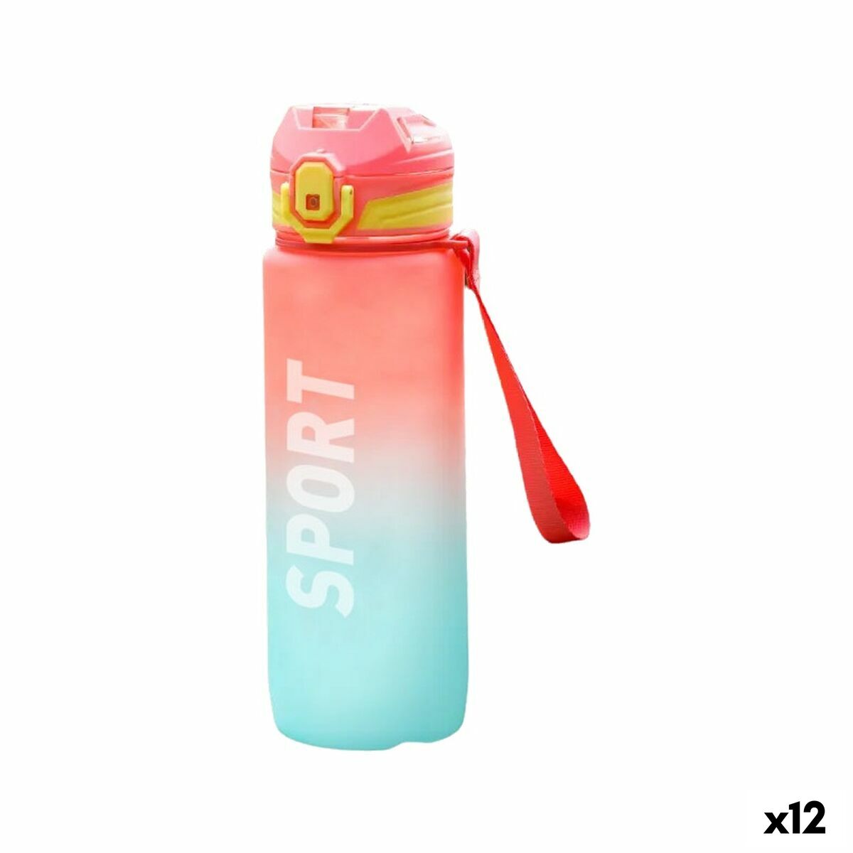 Vattenflaska Bewinner Multicolour 600 ml 7,4 x 7,4 x 19 cm (12 antal)