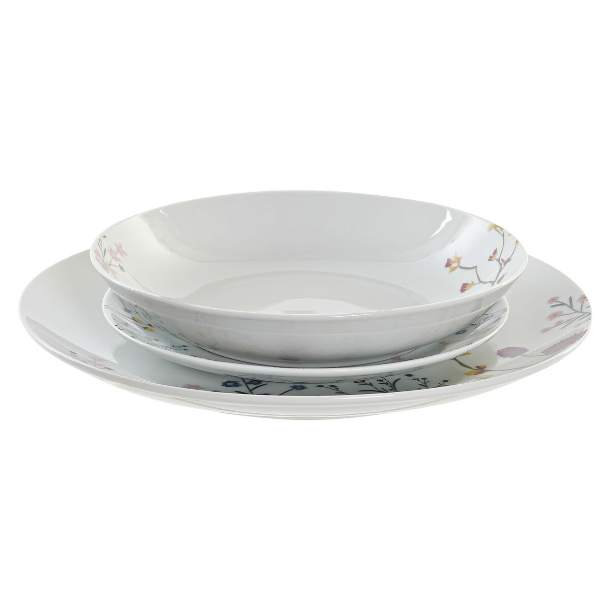 Servissats DKD Home Decor Multicolour Porslin Virágok 27 x 27 x 3 cm 18 Delar (18 pcs) - 6
