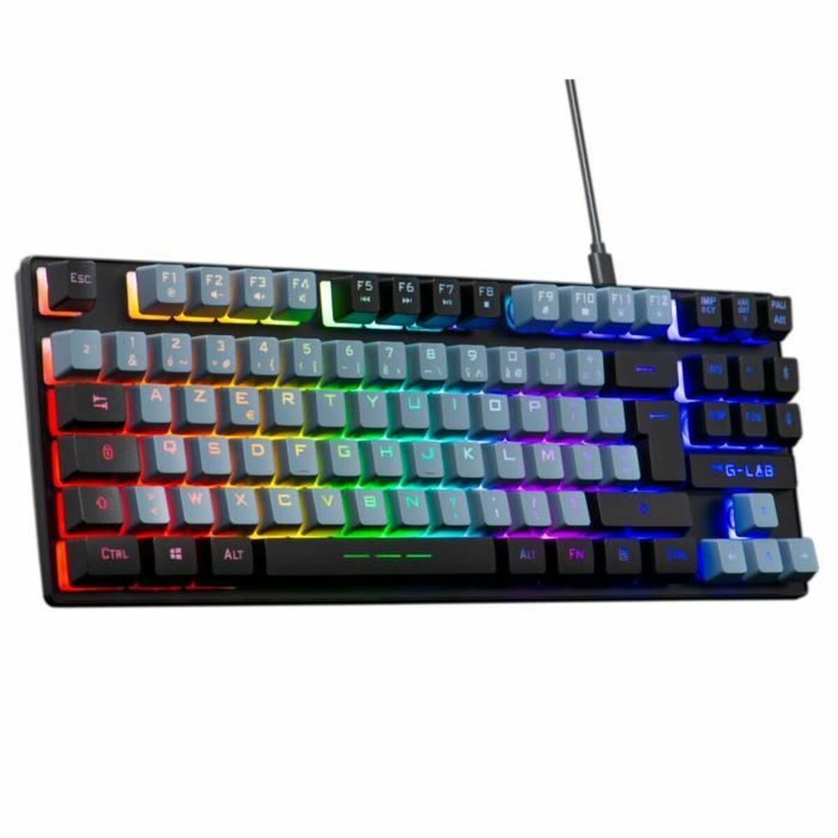 Tangentbord The G-Lab KEYZ CAESIUM Svart Grå Azerty Franska
