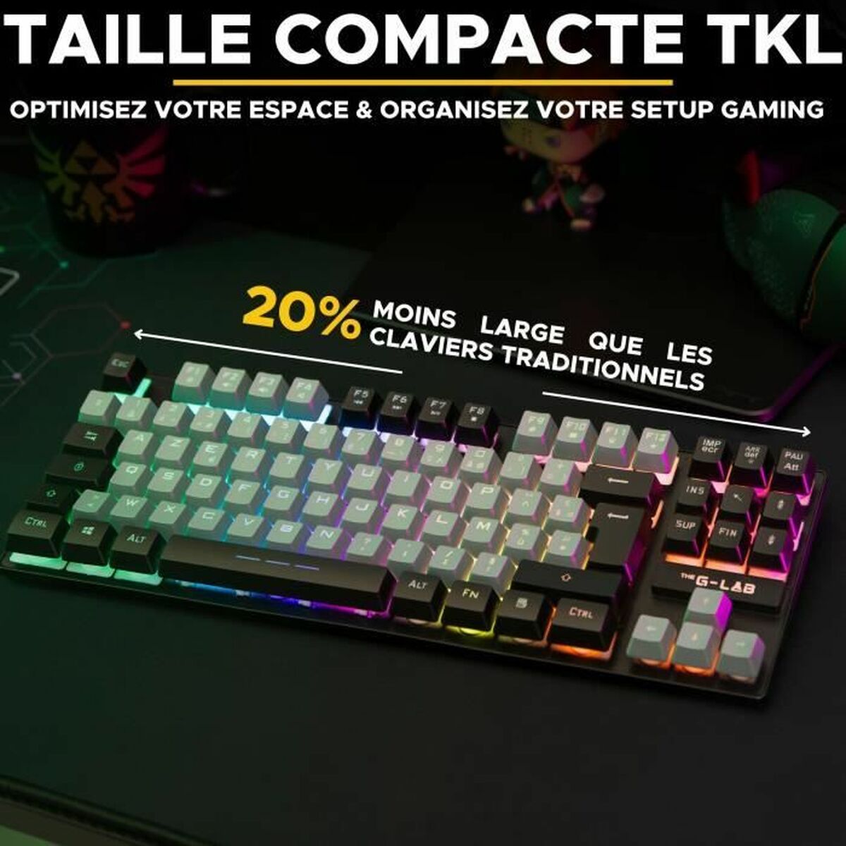 Tangentbord The G-Lab KEYZ CAESIUM Svart Grå Azerty Franska - 3