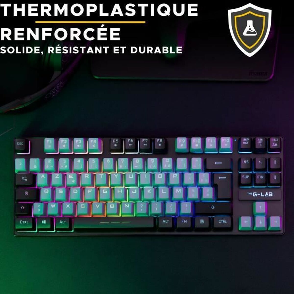 Tangentbord The G-Lab KEYZ CAESIUM Svart Grå Azerty Franska - 5