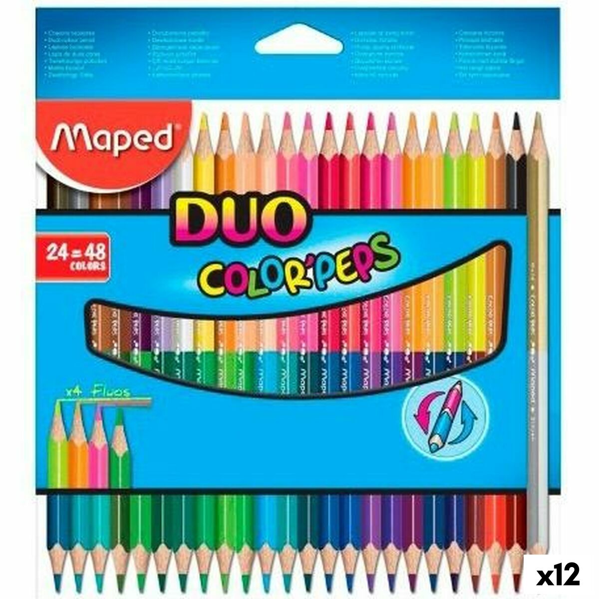 Färgpennor Maped Duo Color' Peps	 Multicolour 24 Delar Dubbel ände (12 antal)