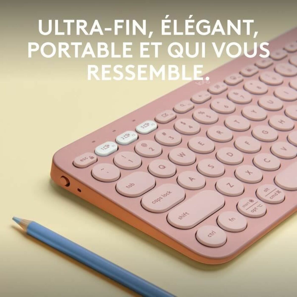 Bluetooth-tangentbord med tabletthållare Logitech K380 Franska Rosa AZERTY - 2