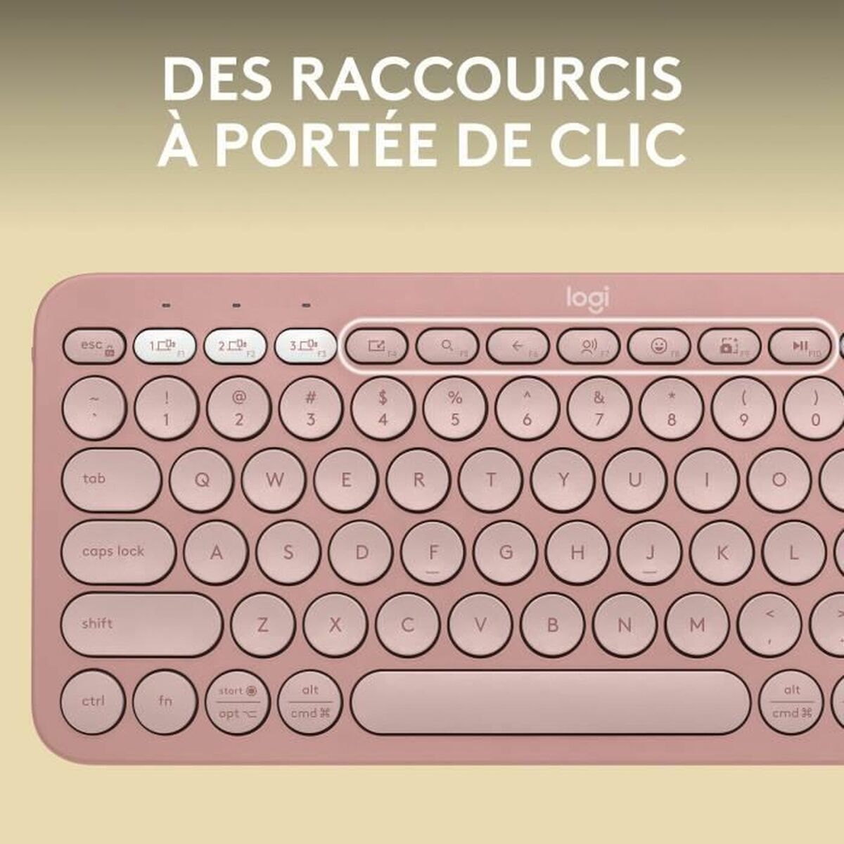 Bluetooth-tangentbord med tabletthållare Logitech K380 Franska Rosa AZERTY - 4
