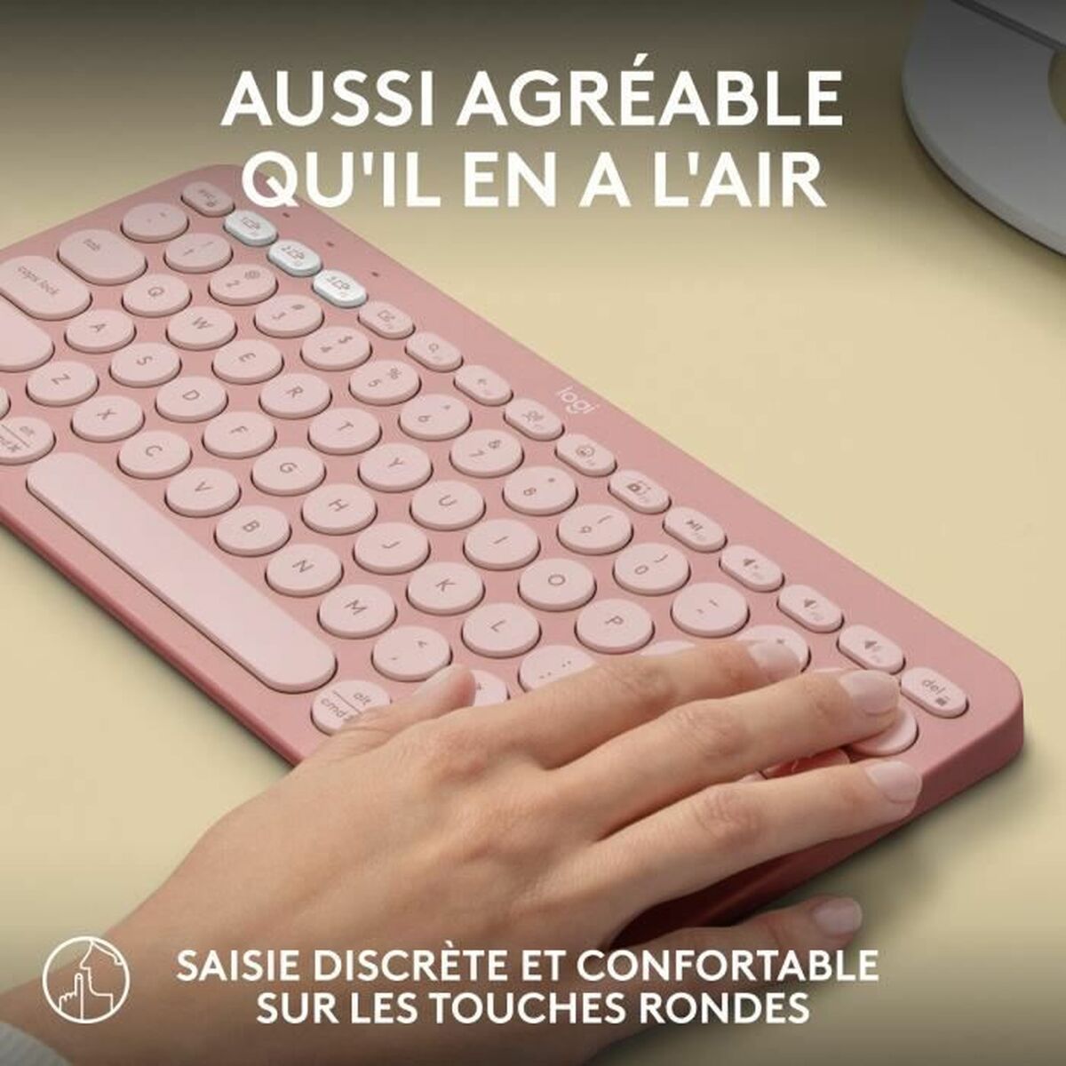 Bluetooth-tangentbord med tabletthållare Logitech K380 Franska Rosa AZERTY - 5