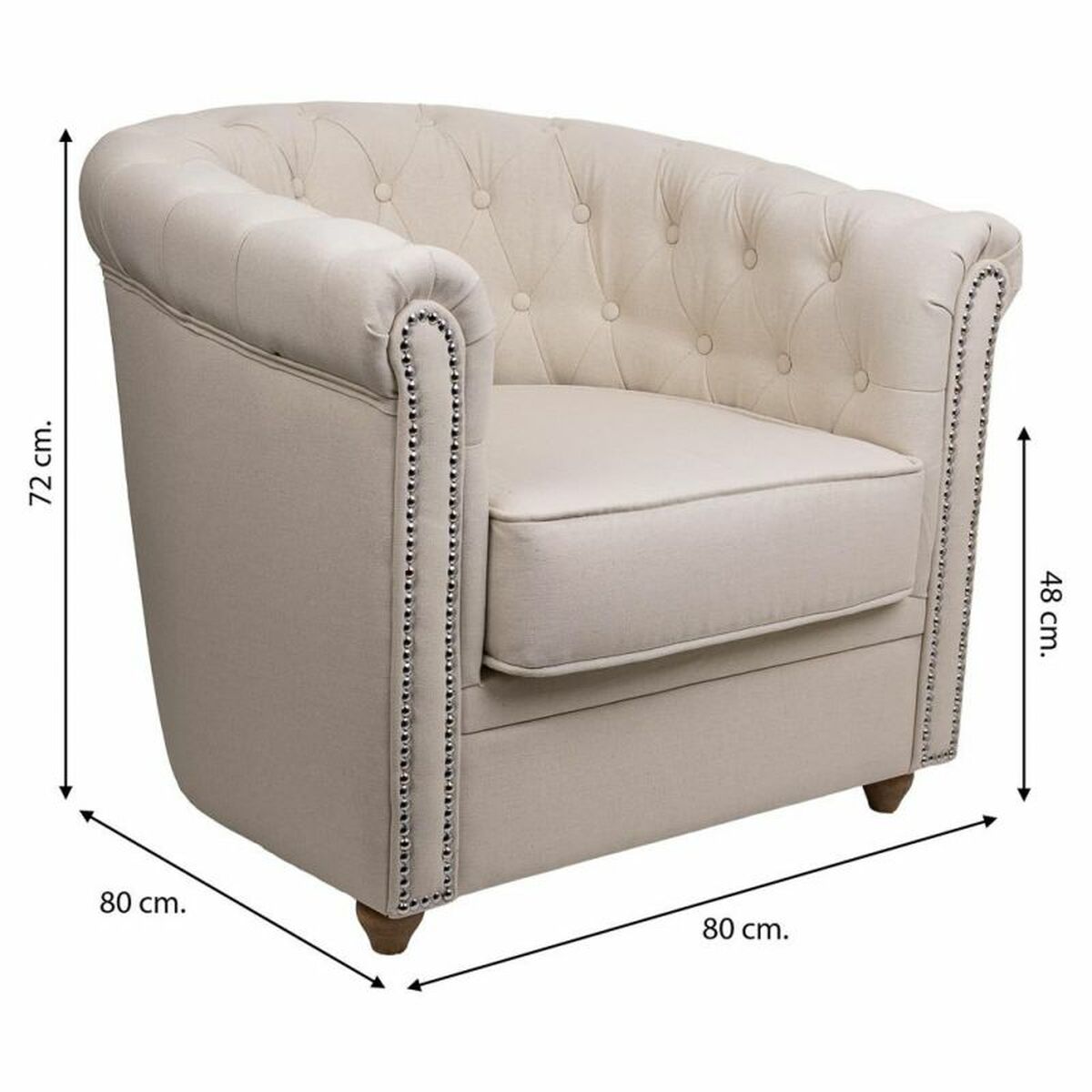 Fåtölj Alexandra House Living Beige 80 x 72 x 80 cm Möbeltapetsering - 6