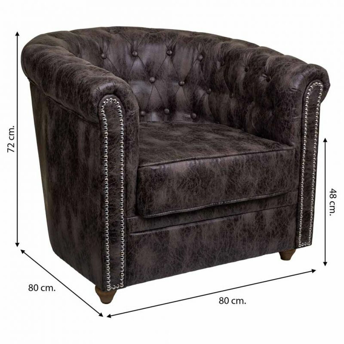 Fåtölj Alexandra House Living Brun 80 x 72 x 80 cm Möbeltapetsering - 6
