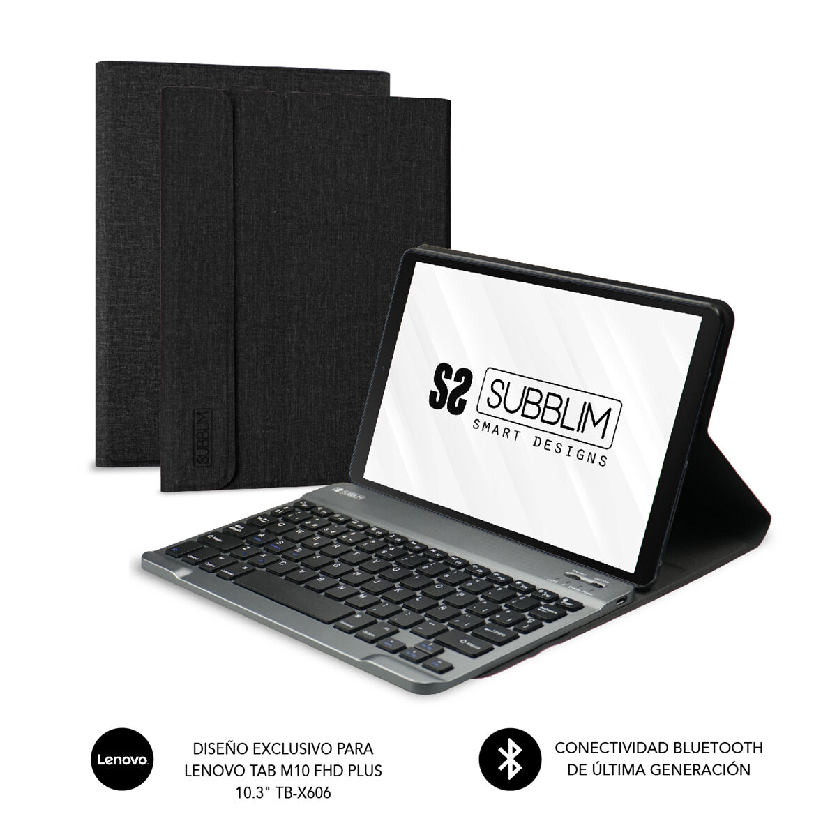 Bluetooth-tangentbord med tabletthållare Subblim SUBKT3BTL200 Svart Qwerty Spanska QWERTY - 2