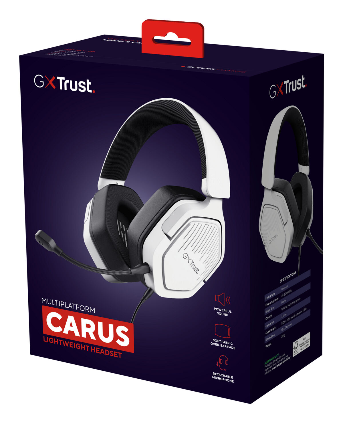 Spelhörlurar med mikrofon Trust GXT492W Carus Vit - 7
