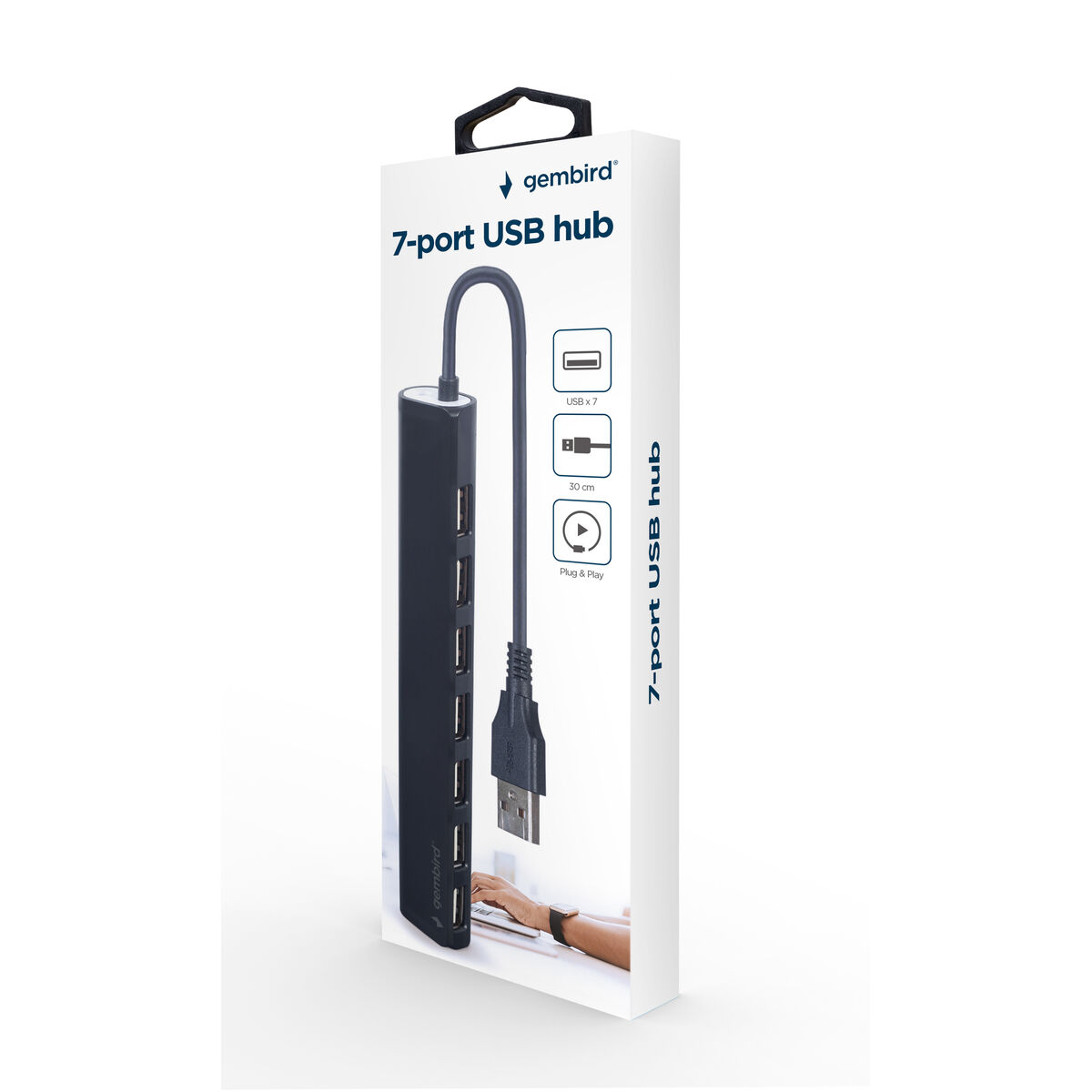 USB-HUB GEMBIRD UHB-U2P7-04 Svart - 3