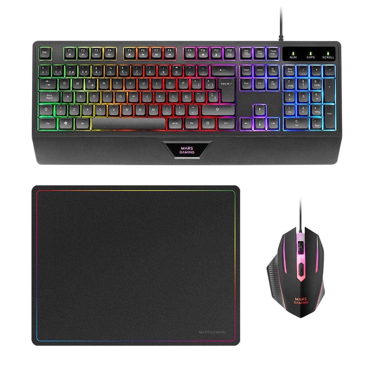 Tangentbord Mars Gaming MCP124ES Svart Multicolour (3 antal)