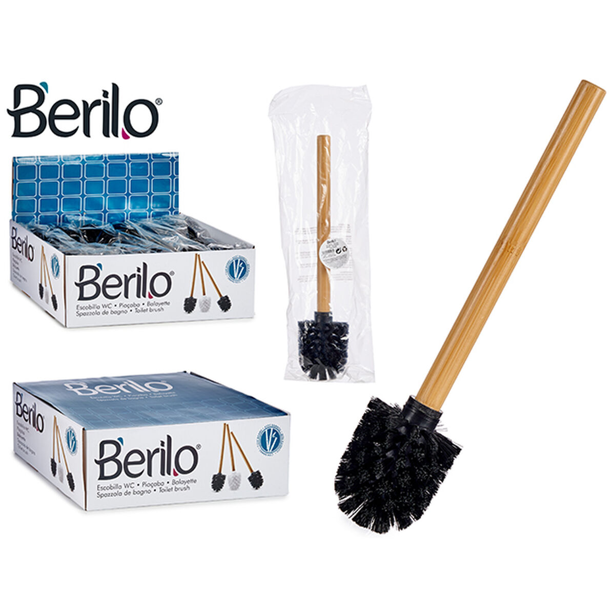 Toalettborste Berilo Brun Svart Bambu 8 x 35,5 x 8 cm (24 antal) - 3