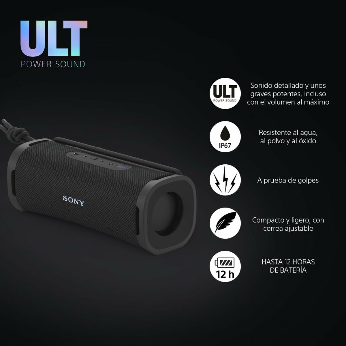 Bärbar Bluetooth Högtalare Sony SRSULT10B Svart - 2