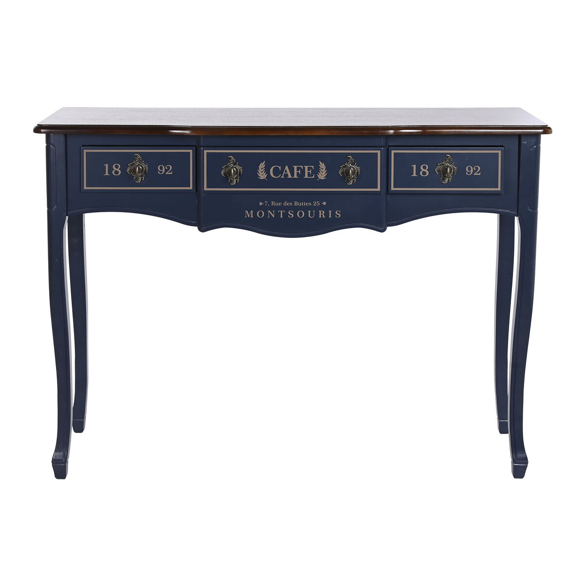Konsol DKD Home Decor 110 x 40 x 79 cm Keramik Brun Marinblå Paulowniaträ - 2