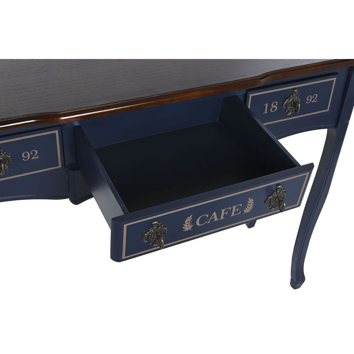Konsol DKD Home Decor 110 x 40 x 79 cm Keramik Brun Marinblå Paulowniaträ - 4