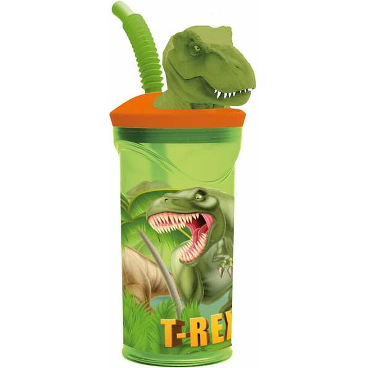 Muggen med Sugrör Stor T-Rex Grön