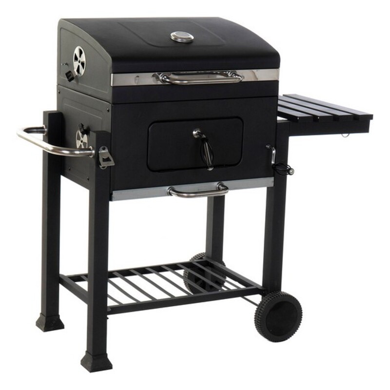 Kolgrill med lock och hjul DKD Home Decor Svart Metall Stål 140 x 60 x 108 cm (140 x 60 x 108 cm)