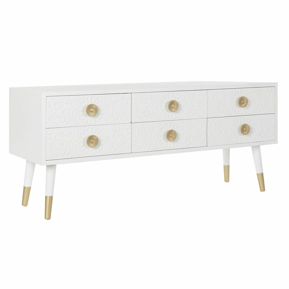TV-möbler DKD Home Decor Vit Gyllene Gran Trä MDF 120 x 42 x 54 cm - 7