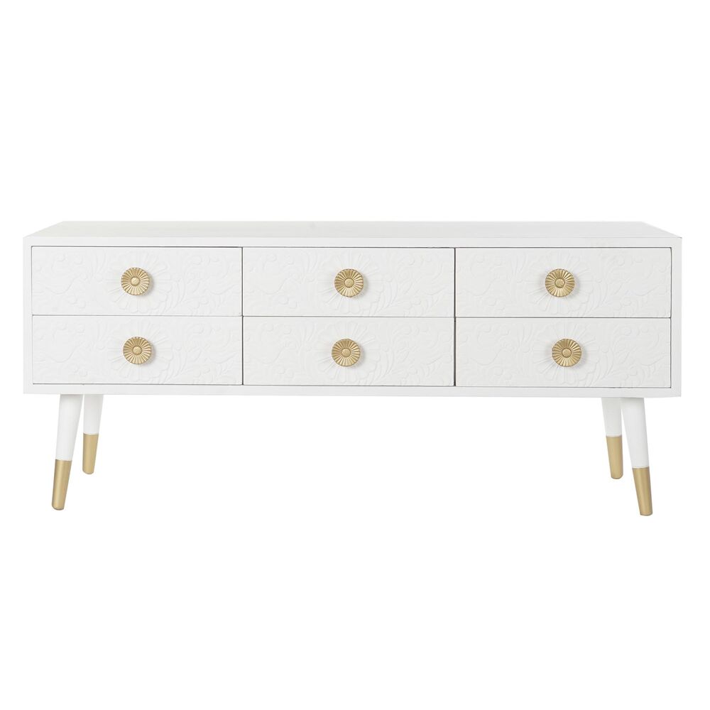 TV-möbler DKD Home Decor Vit Gyllene Gran Trä MDF 120 x 42 x 54 cm - 4