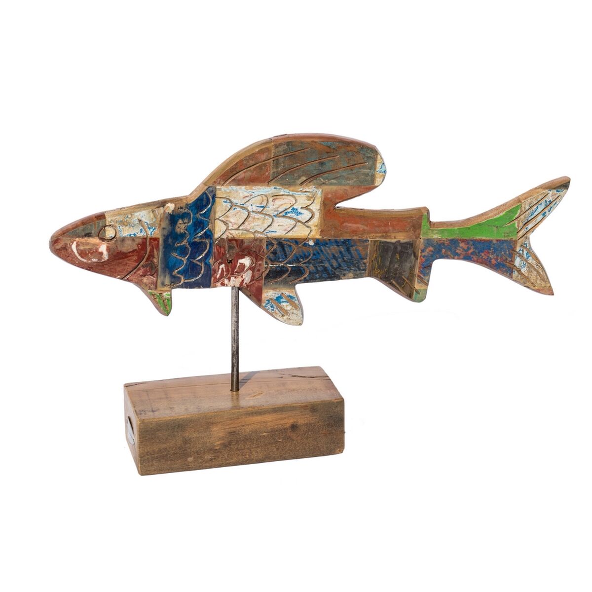Prydnadsfigur Calypso Fisk 51 x 13 x 28 cm Teak Multicolour - 3