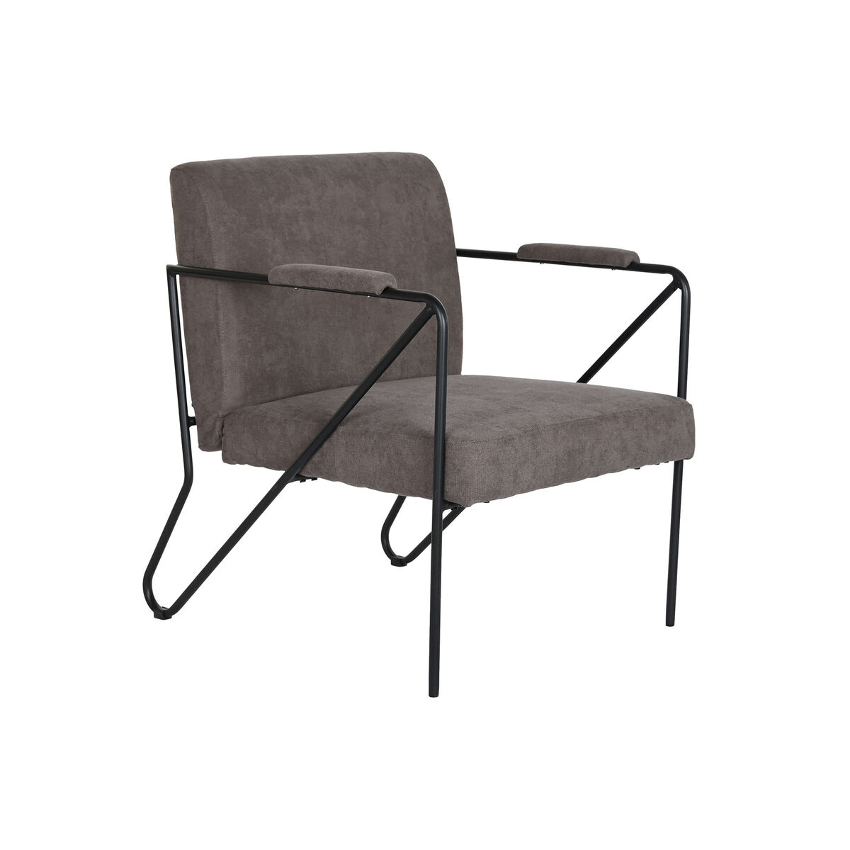 Fåtölj DKD Home Decor Grå Metall Polyester (64 x 69,5 x 76 cm)