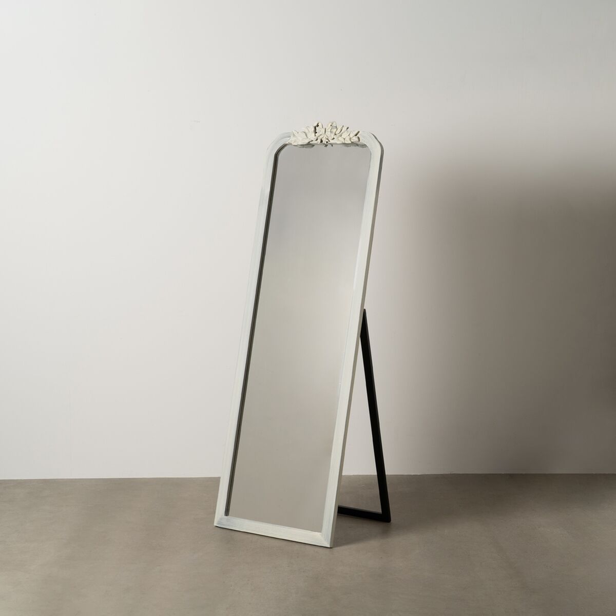 Fristående spegel Vit Glas Paulowniaträ 60 x 180 x 4 cm - 2