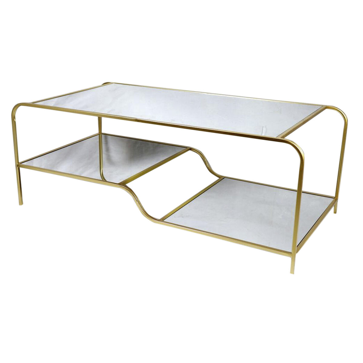 Soffbord DKD Home Decor Glamour Gyllene Metall Speglar 120 x 60 x 45 cm - 2