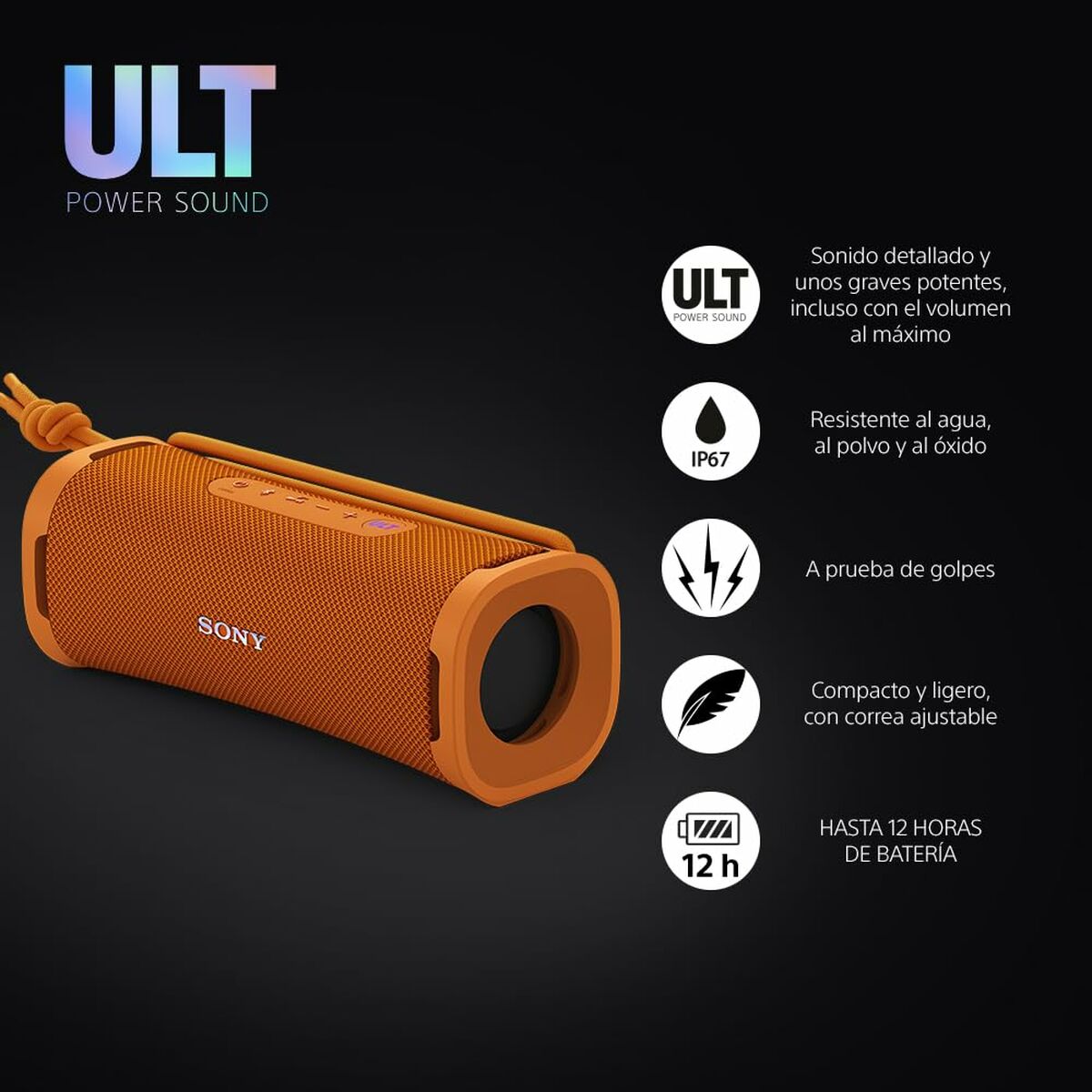 Bärbar Bluetooth Högtalare Sony SRSULT10D Orange - 2