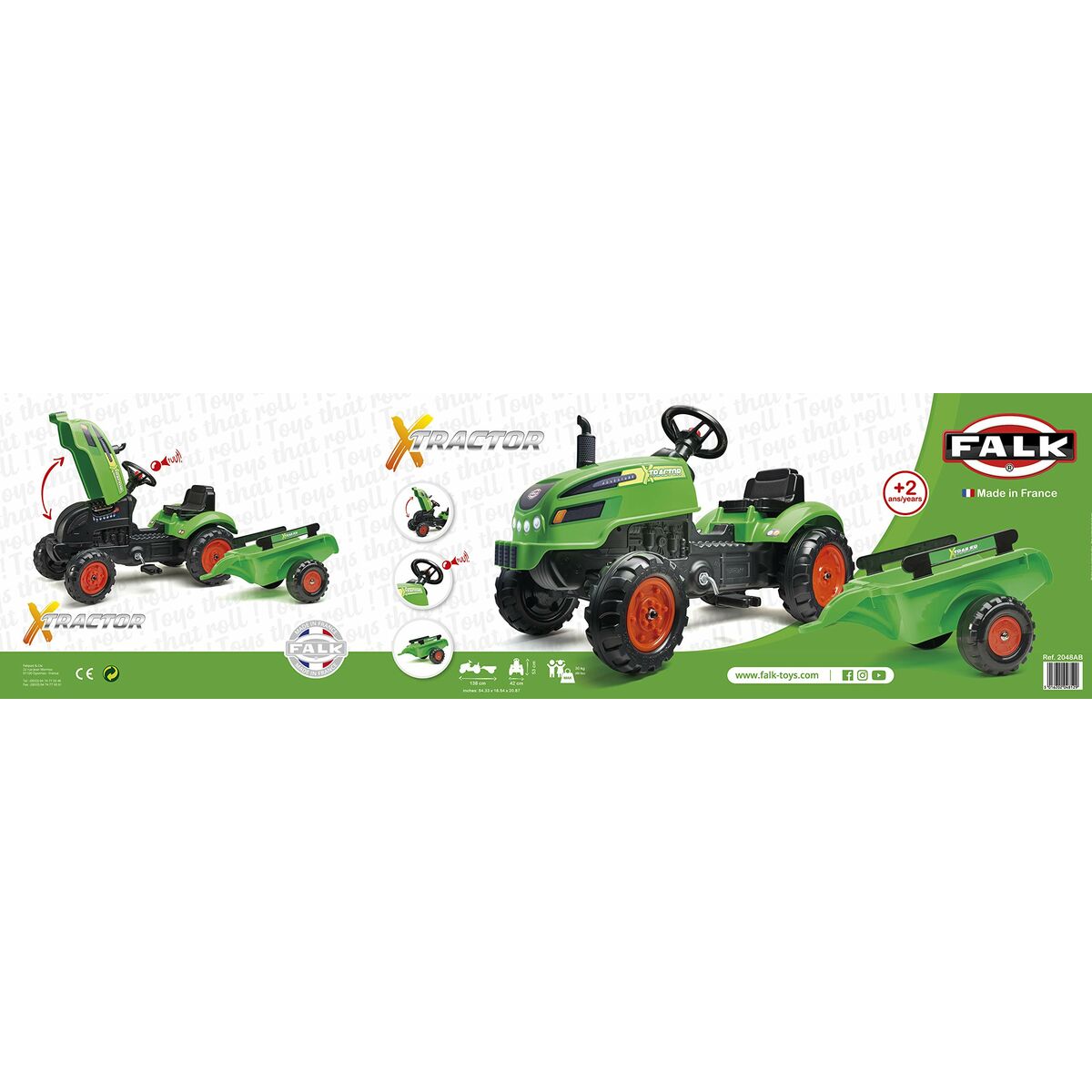 Pedaltraktor Falk Xtractor 2048AB Grön - 2