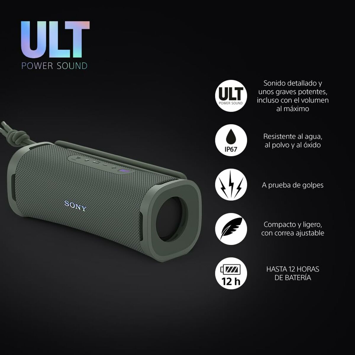 Bärbar Bluetooth Högtalare Sony SRSULT10H Grå - 2