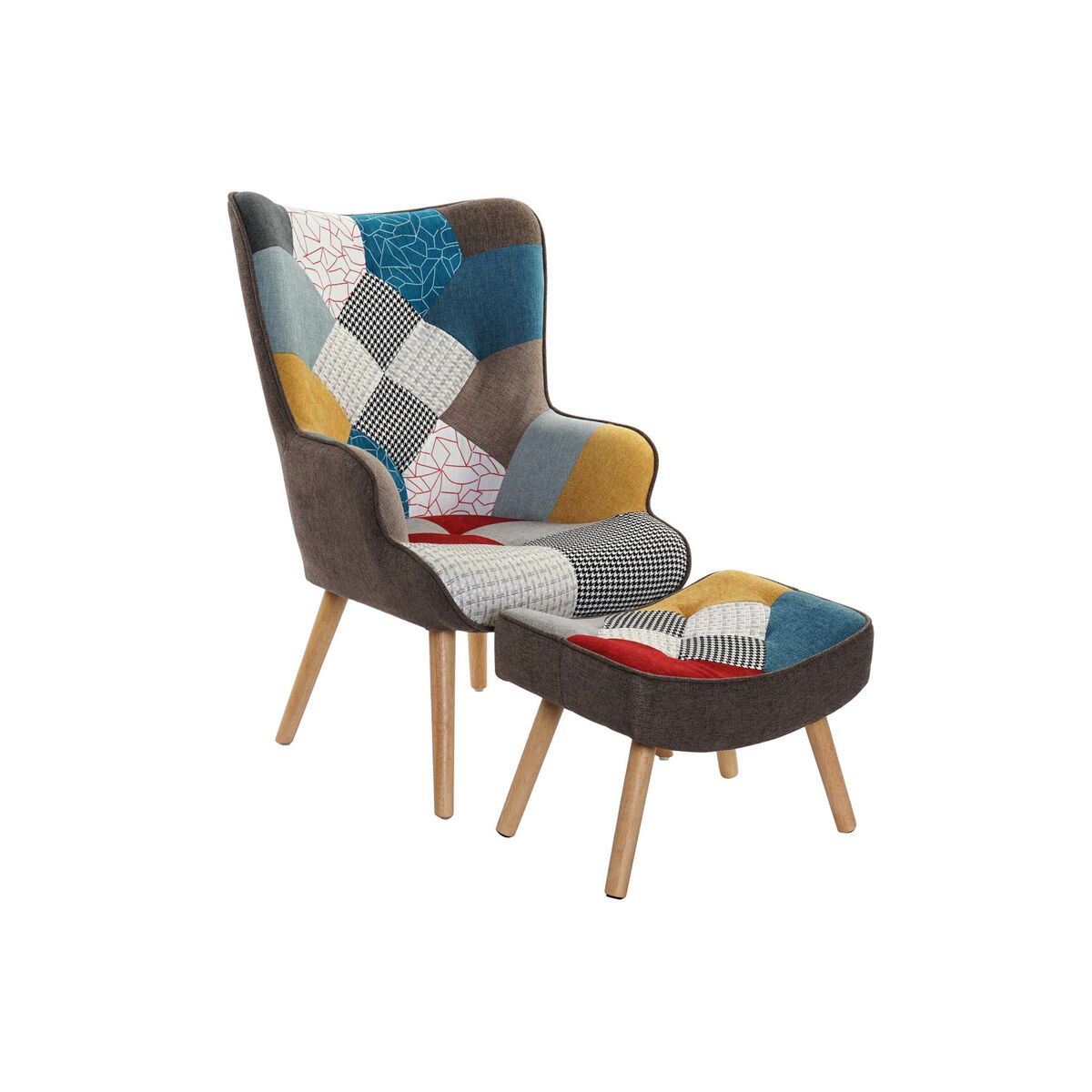 Fåtölj DKD Home Decor 70 x 73 x 100 cm Brun Gummiträ Multicolour - 2
