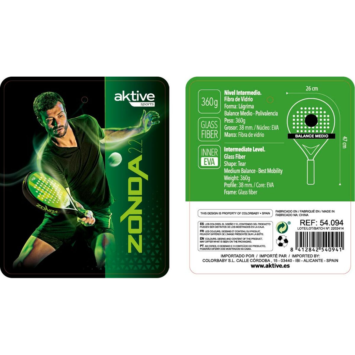 Squashracket Aktive Svart/Grön (4 antal) - 9