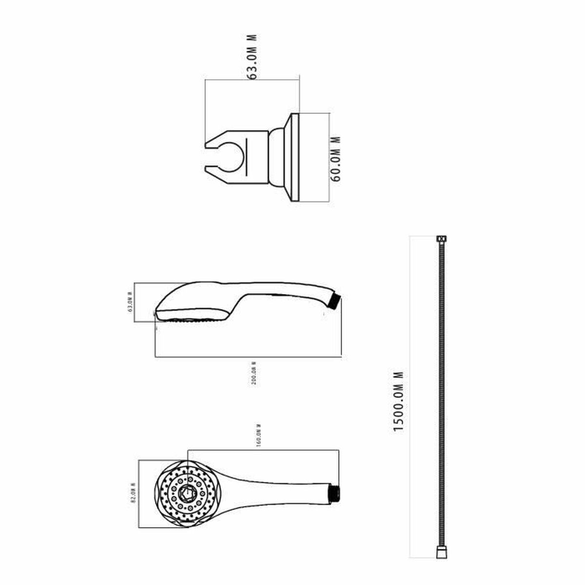 Ett duschhuvud med en slang för att rikta flödet Rousseau Heko Stop'O Grå Rostfritt stål 150 cm 5 Lägen - 2