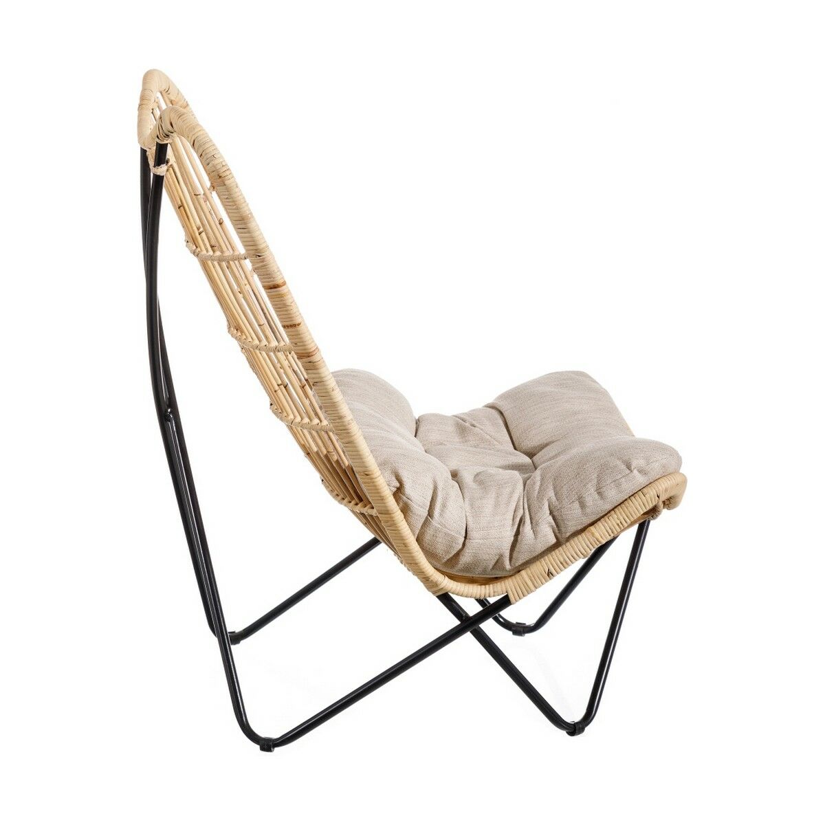 Fåtölj 76 x 76 x 87 cm Naturell Svart Naturliga fibrer - 3